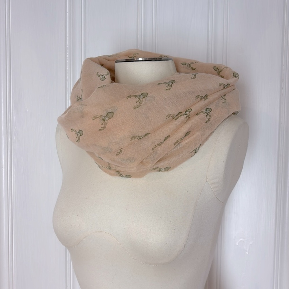 Cream Infinity Scarf with Subtle Pattern - Picture 2 of 3